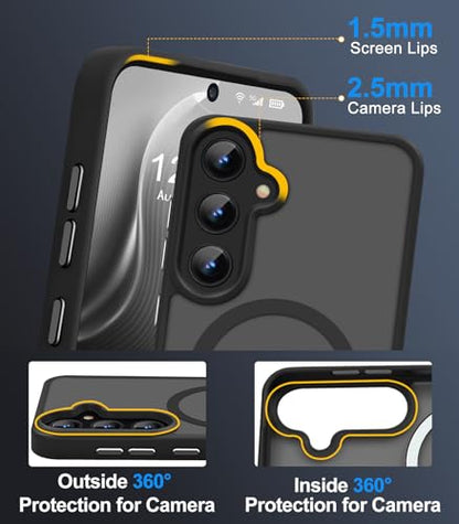 N52 Strong Magnetic Case for Samsung Galaxy S23 Case, Fit for MagSafe Thin Shockproof Drop Protection Translucent Non-Fingerprint/Scratch Slim Protective S23 Phone Case-Frosted Black - color: Frosted Black
