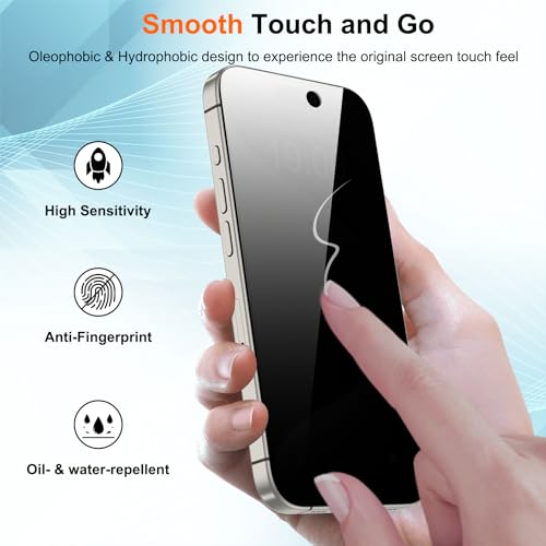 WHPXJY for [2 Pack] Privacy Screen Protector for iPhone 15/15 Pro, Anti Spy, Anti-Scratch, Touch Sensitive, No Bubbles, Easy to Install, Private Tempered Glass Film Screen Accessories 6.1-inch - size: iPhone 15 Pro -6.1Inch