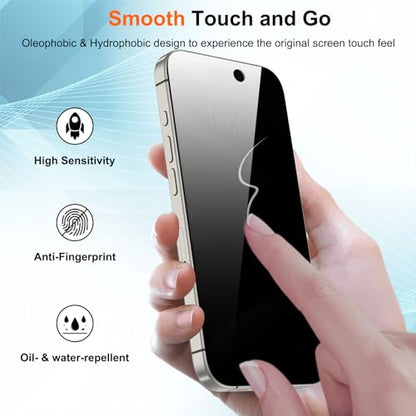 WHPXJY for [2 Pack] Privacy Screen Protector for iPhone 15/15 Pro, Anti Spy, Anti-Scratch, Touch Sensitive, No Bubbles, Easy to Install, Private Tempered Glass Film Screen Accessories 6.1-inch - size: iPhone 15 Pro -6.1Inch