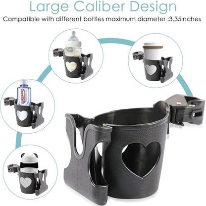 2 in 1 Stroller Cup Holder with Phone Holder, Drink Cup Bottle Holder Easy to Install Practical Cup Phone Holder Bottle Holder for Stroller Bike, Wheelchair/Walker