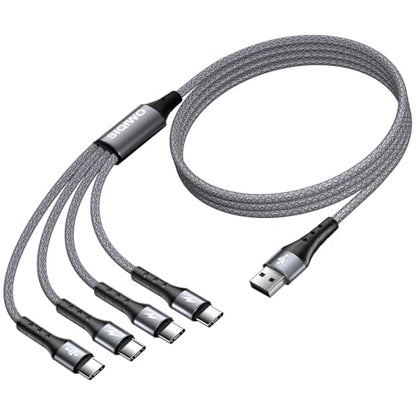SIQIWO Multi USB C Cable Fast Charging 4FT/2 Pack, 4 in 1 Charger Cord - color: Gray