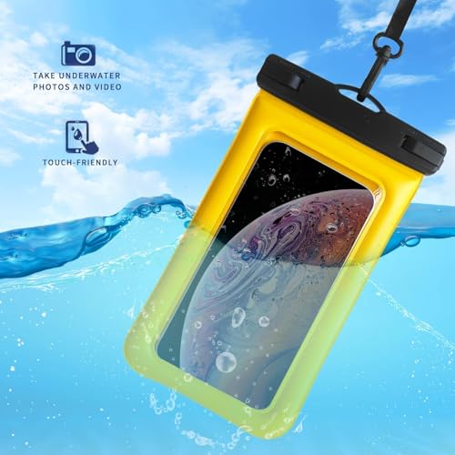 Floatable Soap Bubble Waterproof Phone Pouch/Case with Crossbody Lanyard for iPhone 17 16 Pro Max/15 Pro/14/13/12, IP68 Cellphone Dry Bag Beach Cruise Ship Essentials, 1 Pack-Yellow-7″ - color: D3-Yellow