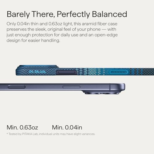 pitaka for iPhone 17 Pro Case 6.3" with Camera Control Button, Compatible with MagSafe, Ultra-Slim Case with Caseless Touch Feeling, 1500D Aramid Fiber Woven, Moonrise - color: Moonrise