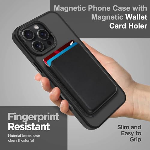 Magnetic Designed for iPhone 16 Pro Case 6.3" 2024, Black | [Compatible with Magsafe] [with Wallet & Card Holder] [Military Drop Protection] Slim Translucent Matte Phone Case - color: Black, size: iPhone 16 Pro