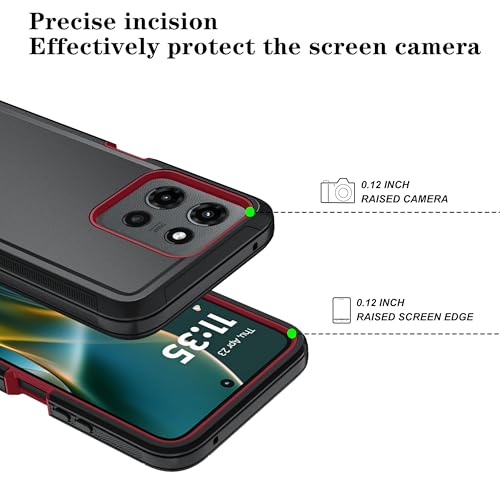 Qinmay Phone Case for Motorola Moto G 2025/Moto G Play 5G 2025 Case with HD Screen Protector, Heavy Duty Shockproof & Dropproof 3-Layer Cover Phone Case,BalckRed - color: BlackRed