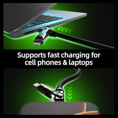 MFish USB C to USB C Cable, 240W 4 in 1 Charging Cable, Black, 6.6FT - color: Black, size: 6.6FT(Upgraded)