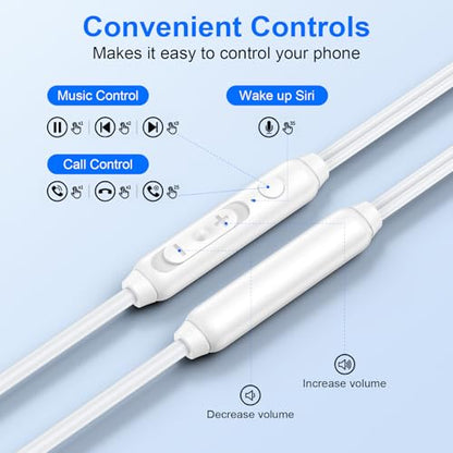 Wired Earbuds USB C in Ear Headphones for iPhone 17 Pro Max 17e 17Pro 17 16 - color: White