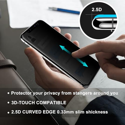 6.1-inch [2 Pack] Privacy Screen Protector for iPhone 16/15[Anti-Spy] Tempered Glass Film,Touch Sensitive/Anti Scratch/Fingerprint/Easy Install Bubble Free