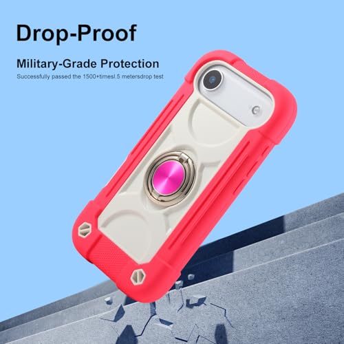 MARKILL Compatible with iPhone Air Case 6.5 Inch 2025 with 360 Degree Rotate Ring Stand, Military Grade Drop Protection Full Body Rugged Protective Case Kids Hot Pink - color: Hot Pink, size: iPhone Air 6.5"