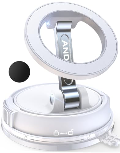 ANDERY Car Phone Holder for Magsafe [78+LBS Strongest Suction & 2400gf Strongest Magnetic] 360° Adjustable Car Phone Mount, Phone Holders for Your Car for iPhone 18-12 Pro Max Air Plus ((White) - color: White