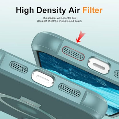 CHAOFEnG Magnetic Compatible with iPhone 16 Plus Case with Stand [Military Grade Drop Tested][Compatible with Magnet] Ring Translucent Slim Hard Back Soft Edge, Teal Green - color: Teal Green, size: iPhone 16 Plus