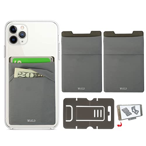 RFID Blocking Phone Card Wallet - Double Secure Pocket - Ultra-Slim Self Adhesive Credit Card Holder Card Sleeves Phone Wallet Sticker All Smartphones(Gray)-2PC - color: Gray