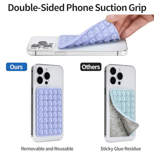 Silicone Suction Phone Case Adhesive Mount, Hands-Free Strong Grip Holder for Selfies, Silicon Adhesive Stand Sticky for Cell Phone (Purple) - color: Purple