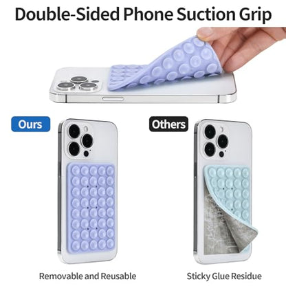 Silicone Suction Phone Case Adhesive Mount, Hands-Free Strong Grip Holder for Selfies, Silicon Adhesive Stand Sticky for Cell Phone (Purple) - color: Purple