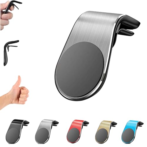 Phone Holder, Magnetic Phone Holder for Car, Mobile Phone Navigation Magnetic Bracket, 360° Adjustable Hands Phone Stand, Secure Clip-On Air Vent Phones Cradle for Driving - color: Silver
