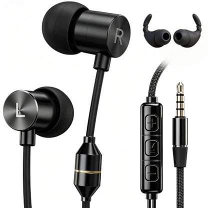 3.5mm Air Tube Headphones – Wired Earbuds with Anti Radiation EMF Free Technology, Noise Cancelling Mic, Volume Control – Zero EMF for Office, Gaming, Travel – In Ear Comfort for Laptop, Smartphone
