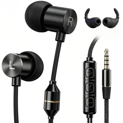 3.5mm Air Tube Headphones – Wired Earbuds with Anti Radiation EMF Free Technology, Noise Cancelling Mic, Volume Control – Zero EMF for Office, Gaming, Travel – In Ear Comfort for Laptop, Smartphone