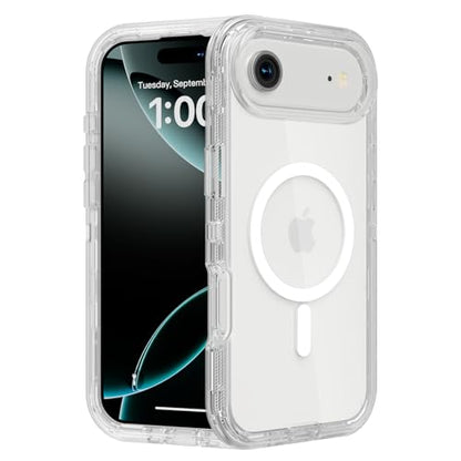 Follaroma Magnetic for iPhone 17 Air Case,Heavy Duty Phone Cases,Clear,6.5" | Compatible with MagSafe, Heavy Duty Shock proof Protection, Military-Grade Anti-Drop, Dual Layer Transparent Protective Cover - color: Clear, size: iPhone 17 Air 6.5''