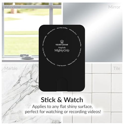 Velvet Caviar Suction Cup Phone Case Mount Compatible with MagSafe Devices Only - Magnetic Silicone Sticky Phone Grip Holder for iPhone Back of Phone - Mirror Gripper (Black) - color: Black