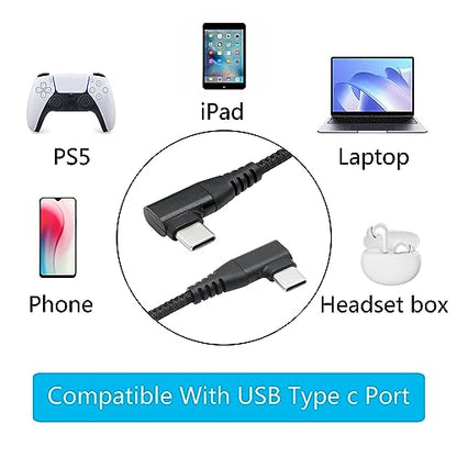 90 Degree USB C Power Data Cable 9FT, 60W PD Fast Charging & 480Mbps Data - style: Black - 3M/9FT