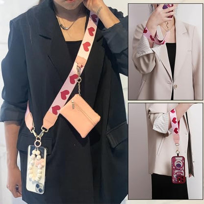 Phone Strap with Zippered Pouch, Clip and Go Strap for Phone with Wallet Crossbody, Adjustable Crossbody Phone Strap-1 - color: Bohemian White