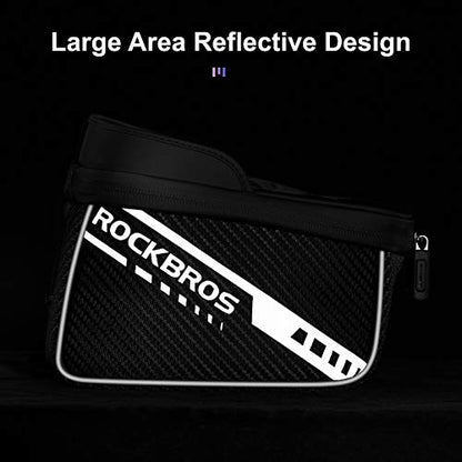 ROCKBROS Bike Phone Front Frame Top Tube Bike Bag with Sun Visor Waterproof | TPU Meterial Bicycle Handlebar Bag Cell Phone Holder Mount Bag Cycling Accessories Storage Pouch for Phone 7.2”