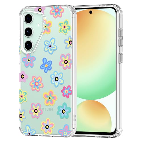 MOSNOVO Case for Samsung Galaxy S24 FE, [Buffertech 6.6ft Military-Grade Drop Protection] [Anti Peel Off Tech] Clear TPU Bumper Phone Case Cover Design - Groovy Flower - color: Clear - Groovy Flower, size: Samsung Galaxy S24 FE