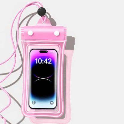 Floating Waterproof Phone Pouch with Airbag, Touchscreen Dry Bag | Buoyant Phone Protection: Built-in airbag, multi-layer seal and clear touch window support beach, pool and water-sport use. - color: Pink