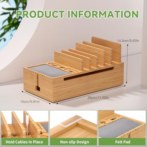 Pezin & Hulin Cell Phone Charging Station for Multi Devices-Natural Bamboo - color: Natural