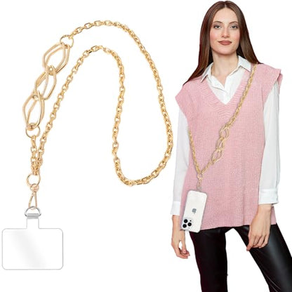 Phone Crossbody Lanyard Strap, Durable Metal Cell Chain, Universal Lanyard With Tether Tab, Detachable Strap Compatible With Most Phone Bags and Purses - color: A