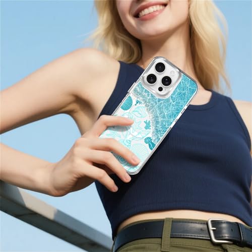 VisEnt Clear Case for iPhone 15 Pro, Magnetic Phone Case, Transparent Slim Cover, Military Grade Protection, Shockproof, Anti-Yellowing, Scratch Resistant, Ocean Wave Shell - color: Ocean Wave Shell, size: Iphone 15 Pro