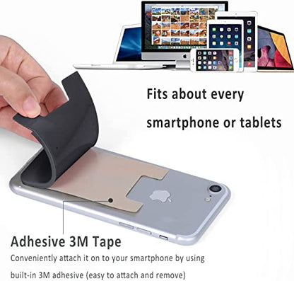 AgentWhiteUSA Cell Phone Wallet, Stick on Wallet (3 Pieces) (for Credit Card, Business Card & Id) | Compatible with Almost Every Phone | iPhone, Android & Most Smartphones - color: Grey/Black/White