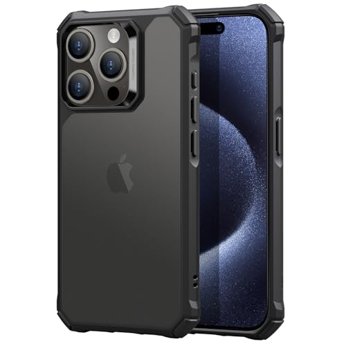 ESR for iPhone 15 Pro Max Case, Military-Grade Protection with Shock-Absorbing Corners, Scratch-Resistant and Anti-Yellowing Acrylic Back, Slim Protective Phone Case, Air-Armor Series, Frosted Black - color: Frosted Black