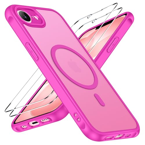ivoler 3-in-1 Magnetic Case for iPhone 17e/16e 6.1'' with 2 Pack Screen Protector, [MagSafe Compatible] [Military Grade Drop Protection] Slim Translucent Shockproof Phone Cover- Rose Red - color: Rose Red, size: iPhone 17e/16e 6.1''