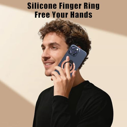 3-in-1 Magnetic Phone Grip Stand with 360° Roration Angle Adjustment, Silicone Finger Ring & Fidget Toy Design, Gym Dual-Sided Magnetic Phone Kickstand for All Phones - color: Rose Gold