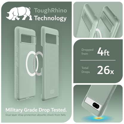 TUDIA MergeGrip [Magsafe Compatible] Google Pixel 7a Case 2023, [Military Grade Drop Tested] Raised Edge for Screen&Camera Protection Dual Layer Slim Heavy Duty 7A Phone Cases Cover - Green Lily - color: Green Lily, size: Magnetic Pixel 7a