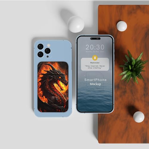 Phone Credit Card Holder Stick on, Phone Case Wallet, Cell Phone Pocket Self Adhesive Stretchy Lycra Stick on Wallet ID Credit Card Case Pouch Sleeve for All Smartphones, Flame Dragon - color: 323