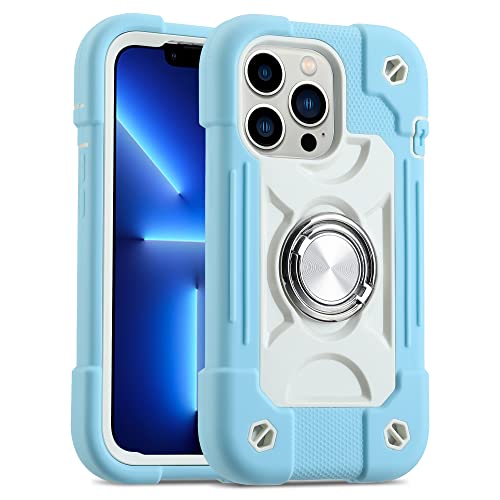 MARKILL Compatible with iPhone 13 Pro Max Case 6.7 Inch with Ring Stand, Heavy-Duty Military Grade Shockproof Phone Kids Cover for iPhone 13 Pro Max - color: Ice Blue, size: iPhone 13 Pro Max 6.7"