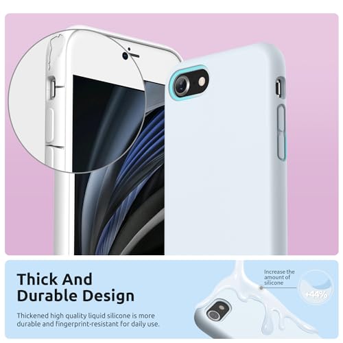 SURPHY Designed for iPhone SE Case, iPhone 8 Case, iPhone 7 Case, Liquid Silicone Phone Case for iPhone se 3rd 2nd SE 2022 SE 2020, Sky Blue - color: Sky Blue