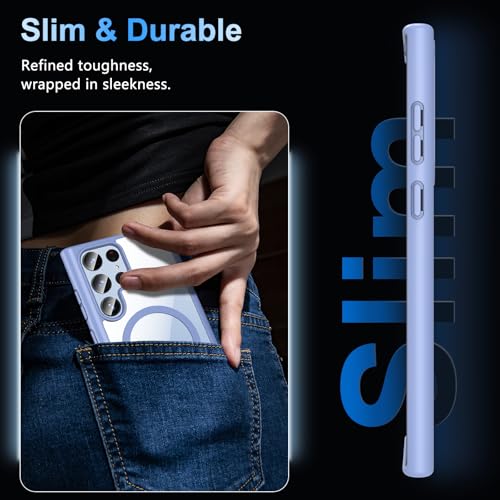 Hensinple for Samsung Galaxy S22 Ultra Case Magnetic, Galaxy S22 Ultra Phone Case [Compatible with Magsafe], Clear Hard Back Shockproof Magnetic Cover Case 6.8 Inch, Light Blue - color: Light Blue-S22 Ultra, size: Galaxy S22 Ultra 6.8 inch