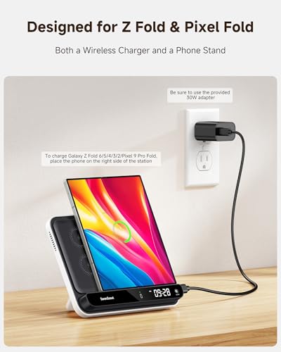 Foldable Dual Wireless Charger for Galaxy Z Fold 8 Ultra & Pixel Fold