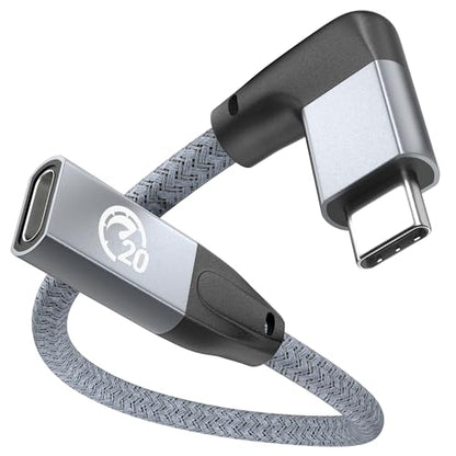 Right Angle USB C Extension Cable 0.6FT, USB-C 3.2 Male to Female Cable - color: GRAY, size: 0.6FT