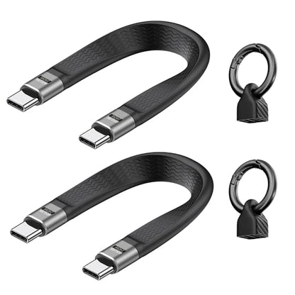 Short USB C Cable with Keychain Total 2-Packs, (5inch) Thunderbolt 4 USB 4 Cable with 40Gbps Data Transfer 240W PD Fast Charging 8K@60Hz, Compatible for iPhone17 Pro Max