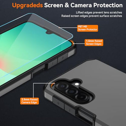 for Samsung Galaxy A17 Case : Shockproof Phone Cover with HD Screen Protector,Hybrid Protective Military-Grade Drop Protection for Galaxy A17 5g / A16 5g & A26 Phone Case(Grey) - color: Grey
