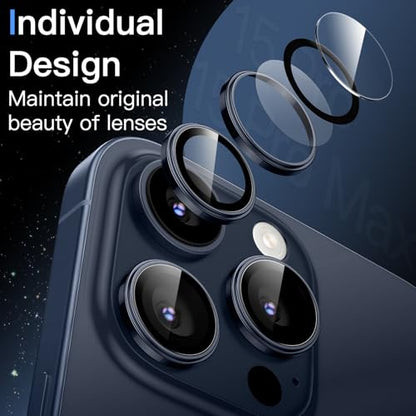 JETech Camera Lens Protector for iPhone 15 Pro/15 Pro Max, Blue Titanium - color: Blue Titanium