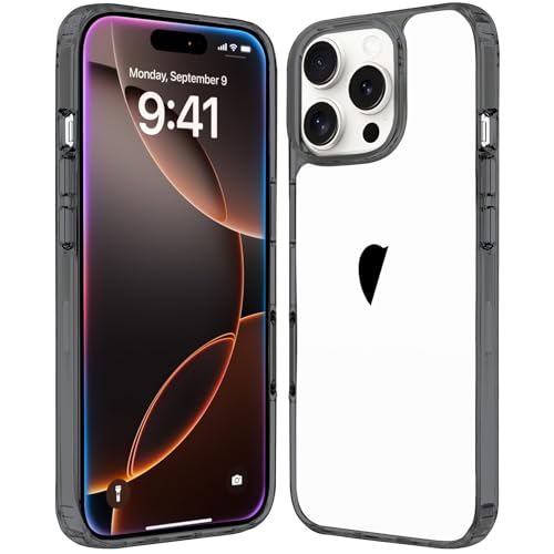 JJGoo Compatiable with iPhone 16 Pro Max Case Clear, Transparent Shockproof Phone Case, Anti-Scratch Hard PC Back Protective Cover Bumper Phone Case for iPhone 16 Pro Max 6.9-Inch, Transparent Black - color: Transparent Black, size: for iPhone 16 Pro Max