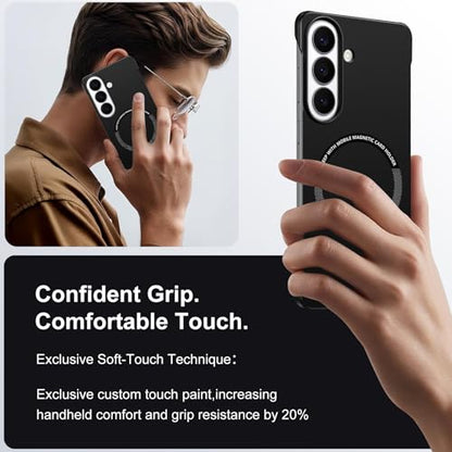 Frameless Slim Case for Samsung Galaxy S26 Plus, Silky Touch, Hard PC Matte Back, Exposed Sides Compatible with Mag-Safe, Anti-Scratch Shockproof Protective Cover for Samsung S26 Plus 5G (Black) - color: Black