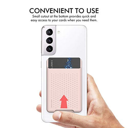 PU Leather Phone Card Holder Stick On Back of Cell Phone Wallet - color: LiPink