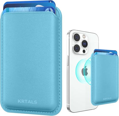Magnetic Wallet Cell Phone Card Holder for Phone Case with Mag-Safe | Stronger Magnetic RFID Leather Phone Wallet Stick on Series of iPhone 17/16/15/14/13/12 and Pro/Promax, Lightblue - color: Light Blue, size: 1 Pack