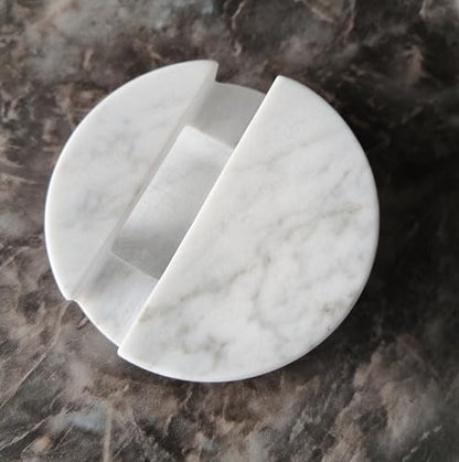 fashciaga Luxurious Marble Cell Phone Stand Holder for Cellphone Tablet On Desk, Countertop, Table, Nightstand. Heavy Real Stone Mobile Phone Stands (Hollow) - style: Hollow